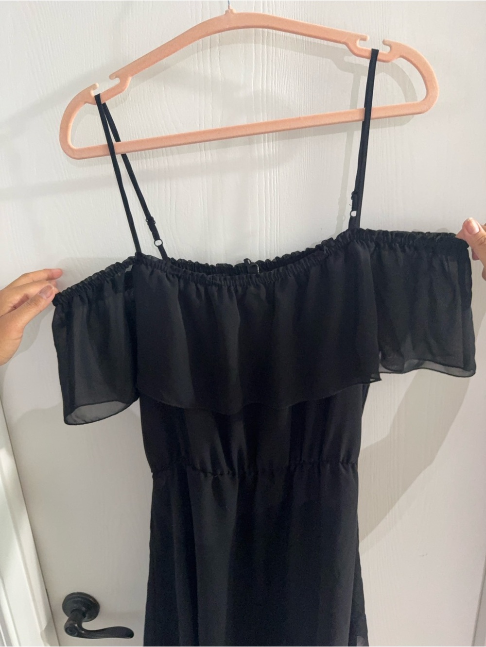 DIVIDED Size 14 Black Off-Shoulder Spaghetti Strap Dress